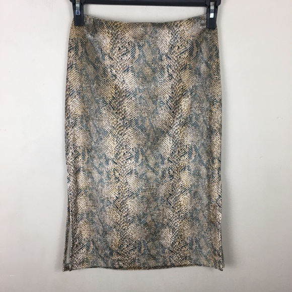 Vintage 90s snake print midi skirt - Picture 2 of 7